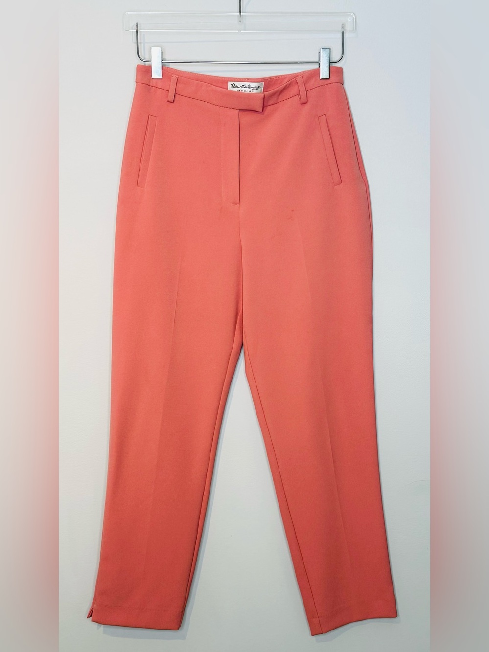 Miss Selfridge Coral Peach Pink Straight-Leg Tailored Pants Trousers Slacks